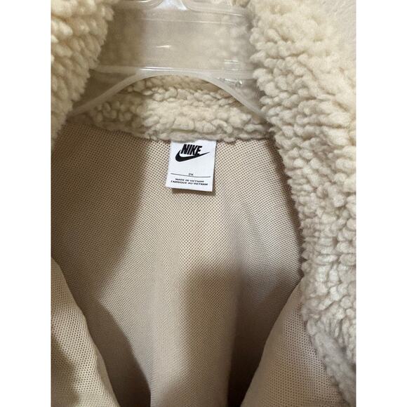 Women’s Nike Beige Fleece Sherpa Sail Off Full Zip Swoosh Oversized, size 2X 3X - Picture 6 of 6